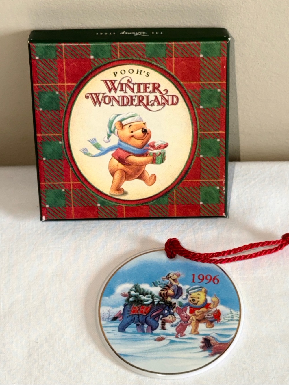 Vintage 1996 Disney Pooh’s Winter Wonderland Christmas Ornament with box